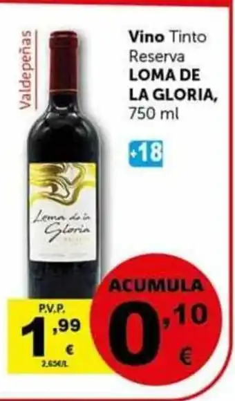 Masymas Vino Tinto Reserva Loma De La Gloria 750ml oferta