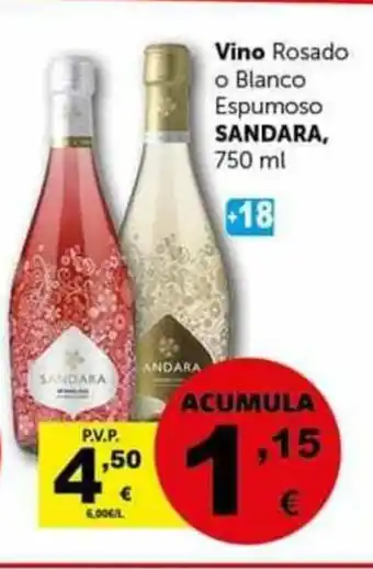 Masymas Vino Rosado o Blanco Espumoso Sandara 750ml oferta