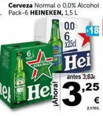 Masymas Cerveza Normal o 0,0% Alcohol Heineken 1,5l oferta