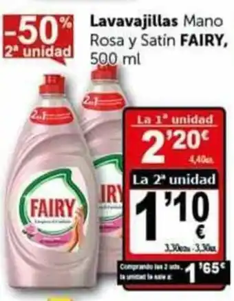 Masymas Lavavajillas Mano Rosa y Satín Fairy 500ml oferta