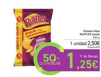 Carrefour Patatas Fritas Ruffles Jamón 295g oferta