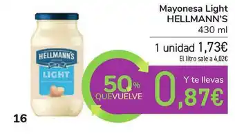 Carrefour Mayonesa Light Hellmann's 430ml oferta