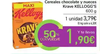 Carrefour Cereales Chocolate Y Nueces Krave Kellogg's 600g oferta