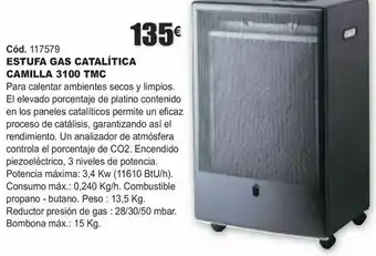 Estufa gas catálitica camilla 3100 tmc