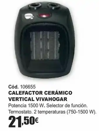 HP Calefactor cerámico vertical vivahogar oferta