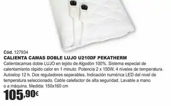 HP Calienta cama doble lujo u210df pekatherm oferta