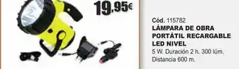 Lámpara de obra portátil recargable led nivel