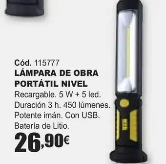 Lámpara d eobra portátil nivel