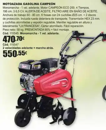 Motoazada gasolina campeón