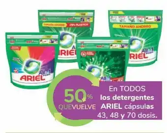 Carrefour En todos los detergentes ariel cápsulas 43, 48 y 70 dosis oferta