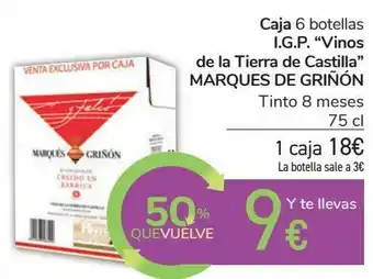 Carrefour Caja 6 botrellas i.g.p. "vinos de la tierra de castilla" marqués de griñón tinto 8 meses oferta