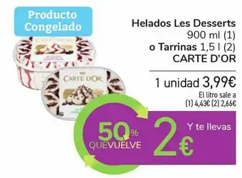 Carrefour Helados les desserts o tarrinas carte d'or oferta