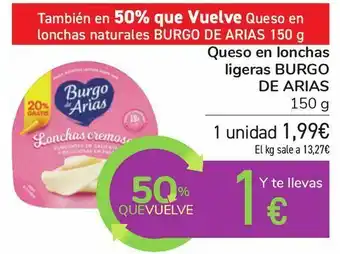 Carrefour Queso en lonchas ligeras burgo de arias oferta