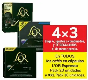 Carrefour En todos los cafés en cápsulas l'or espresso y xxl oferta