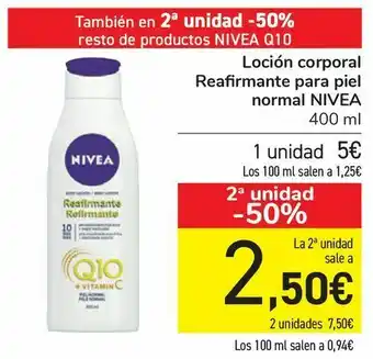 Carrefour Loción corporal reafirmante para piel normal nivea oferta