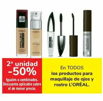 Carrefour En todos los productos para maquillaje de ojos y rostros l'oreal oferta