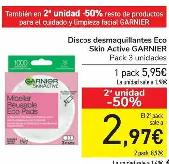 Carrefour Discos desmaquillantes eco skin active garnier oferta