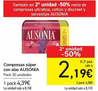 Carrefour Compresas súper con alas ausonia oferta