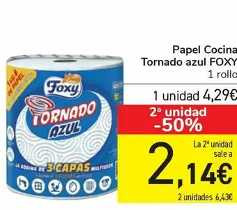 Carrefour Papel cocina tornado azul foxy oferta