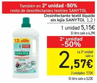 Carrefour Desinfectante textil líquido sin lejía sanytol oferta