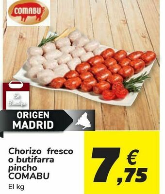 Carrefour Chorizo fresco o butifarra pincho comabu oferta