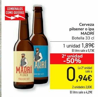 Carrefour Cerveza pilsener o ipa madrí oferta
