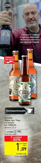 Carrefour Cerveza rubia, ipa, trigo o castaña la cibeles oferta
