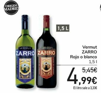 Carrefour Vermut zarro rojo o blanco oferta