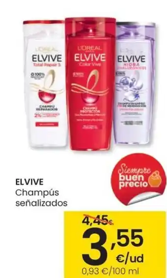 Eroski ELVIVE Champús señalizados oferta