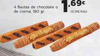 Supermercados Lupa 4 flautas de chocolate o de crema, 180 gr. oferta
