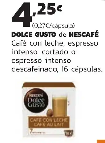 Supermercados Lupa DOLCE GUSTO de NESCAFÉ Café con leche, espresso intenso, cortado o espresso intenso descafeinado, 16 cápsulas. oferta