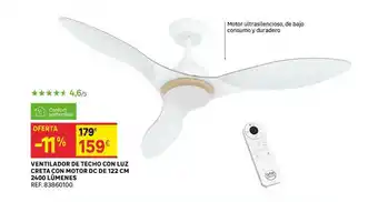 Leroy Merlin Ventilador De Techo Con Luz Creta Con Motor Dc De 122 Cm 2400 Lúmenes oferta