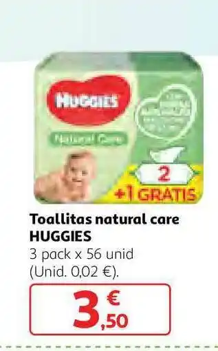 Alcampo Toallitas Natural Care Huggies 3 pack x 56 uni oferta