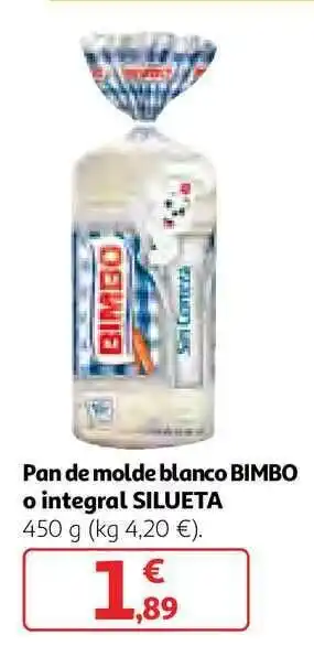 Alcampo Pan De Molde Blanco Bimbo O Integral Silueta 450g oferta