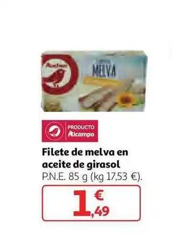 Alcampo Filete De Melva En Aceite De Girasol oferta