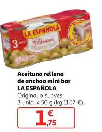 Alcampo Aceitunas Rellena De Anchoa Mini Bar La Española x 50g oferta