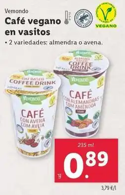 Lidl Vemondo - café vegano en vasitos oferta