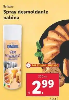 Lidl Belbake - crema desmoldante nabina oferta