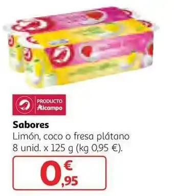 Alcampo Sabores Limón Coco O Fresa Plátano x 125g oferta