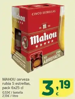 HiperDino Mahou - cerveza rubia 5 estrellas oferta