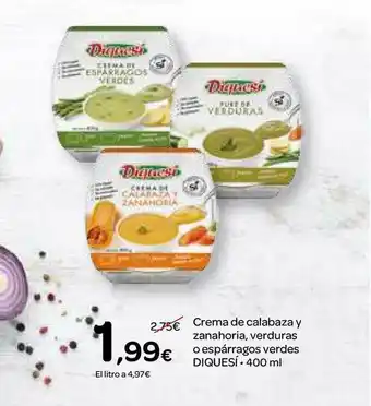 Dialprix Crema De Calabaza Y Zanahoria Verduras O Espárragos Verdes Diquesí 400ml oferta