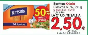 Alimerka 50% En La 2a Unidad Barritas Krissia Clásicas O 0% 360g oferta