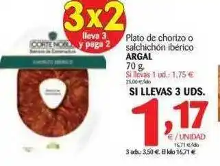 Alimerka Plato De Chorizo O Salchichón Ibérico Argal 70g oferta