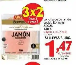 Alimerka Loncheado De Jamón Cocido Bonnatur Argal 140g oferta
