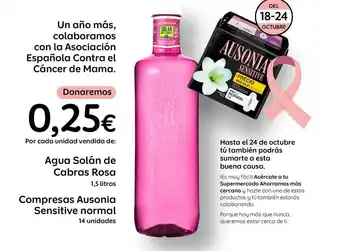 AhorraMas Agua Solán De Cabras Rosa Compresas Ausonia Sensitive Normal oferta