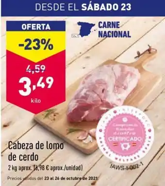 ALDI Cabeza de lomo de cerdo 2kg oferta