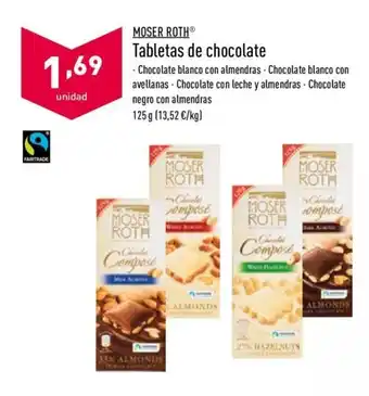ALDI Moser Roth Tabletas de chocolate 125g oferta