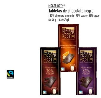 ALDI Moser Roth Tabletas de chocolate negro oferta