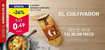 ALDI El Cultivador Garbanzos cocidos extra 400g oferta