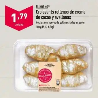 ALDI El Horno Croissants rellenos de crema de cacao y avellanas 300g oferta